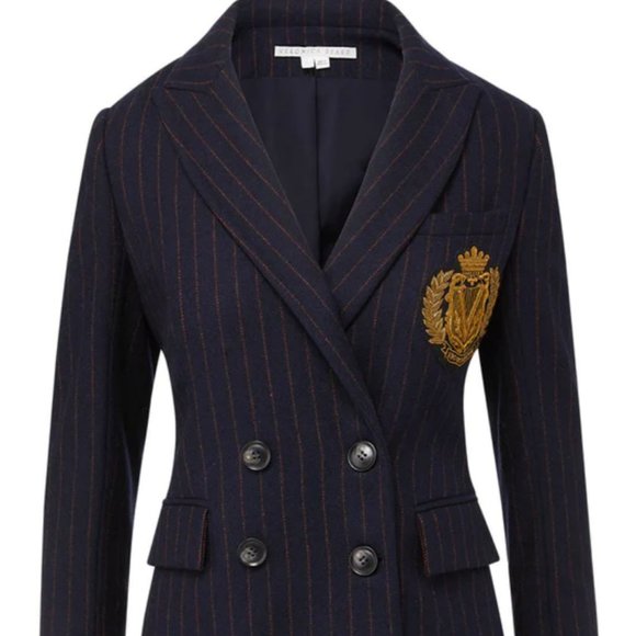 Veronica Beard Jackets & Blazers - Veronica Beard Pinstripe Logo Crest Ellette Dickey Jacket Size 4 New Tag $848